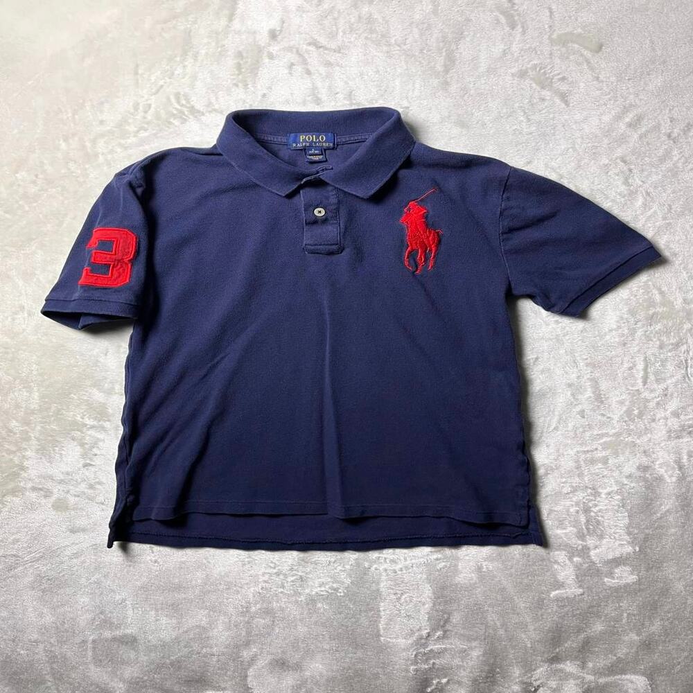 Ralph Lauren Rugby Style Polo Boy's L Big Pony Hit Navy Red Old Prep School Vibe